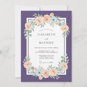 Invitation Mariage Botanique Raffiné au Prune