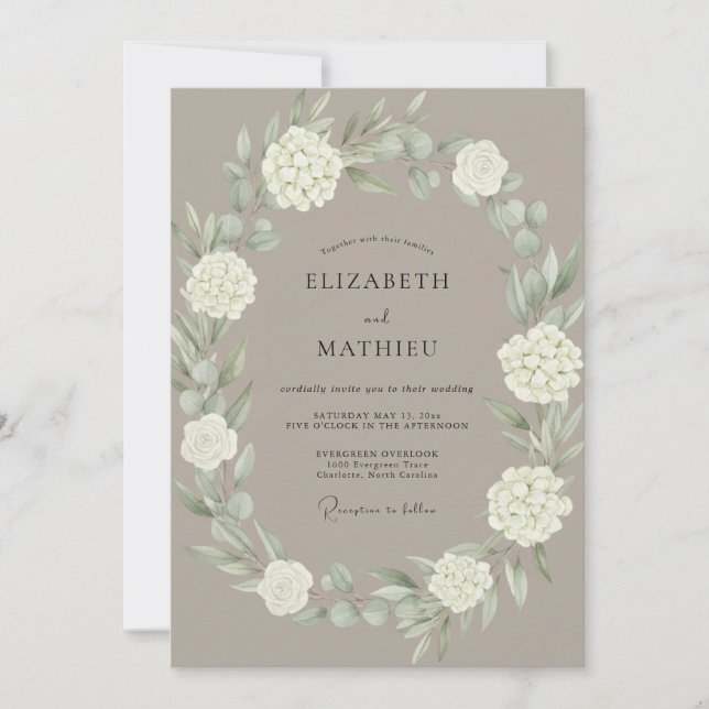 Invitation Mariage Botanique Raffiné Champignon (Devant)