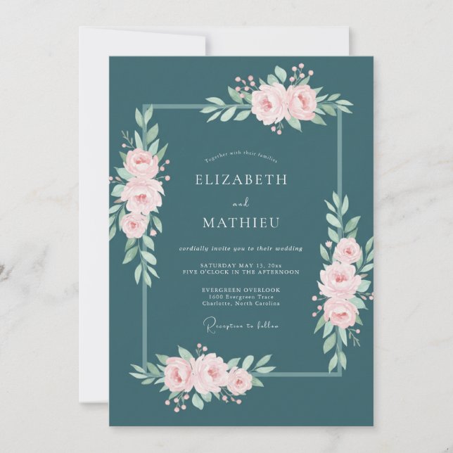 Invitation Mariage Botanique Raffiné Épicéa (Devant)