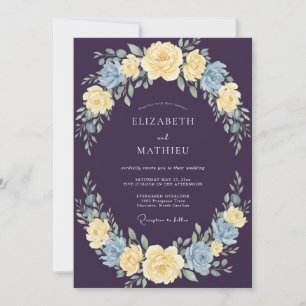 Invitation Mariage botanique régale Deep Purple