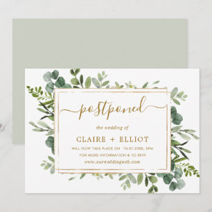 Invitation Mariage Botanique Reporté Or & Vert