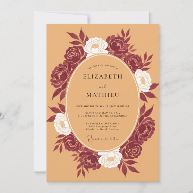 Invitation Mariage Botanique Riche de Bourgogne (Devant)