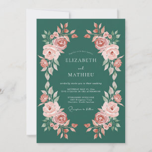 Invitation Mariage botanique riche vert émeraude