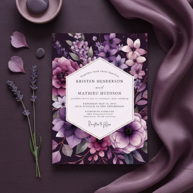 Invitation Mariage Botanique Romantique à la Prune (Créateur téléchargé)