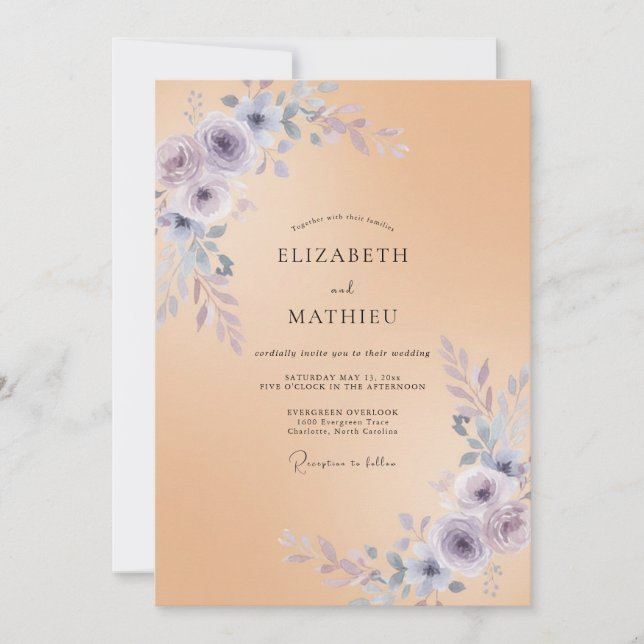 Invitation Mariage Botanique Romantique Abricot (Devant)