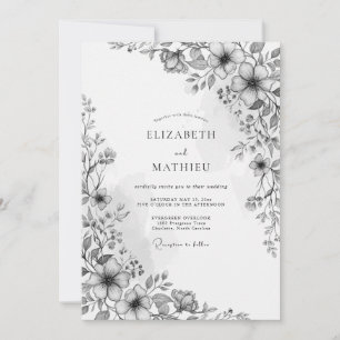 Invitation Mariage Botanique Romantique au Charbon