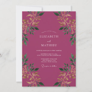 Invitation Mariage Botanique Romantique au Prunier Profond