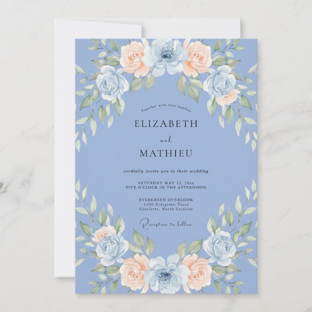 Invitation Mariage Botanique Romantique Céleste et Aérien (Devant)