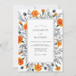 Invitation Mariage Botanique Romantique Orange