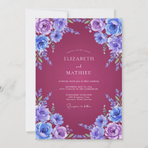 Invitation Mariage Botanique Romantique Violet Lavande