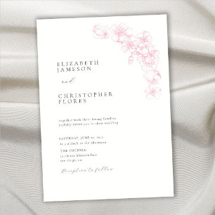 Invitation Mariage botanique rose chic minimaliste en fleur d