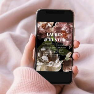 Invitation Mariage botanique rose foncé moderne en