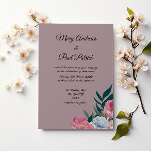Invitation Mariage botanique rose mauve