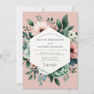 Invitation Mariage Botanique Rose Rêveur