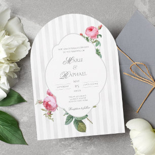 Invitation Mariage Botanique Rose Romantique Chic Français