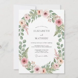 Invitation Mariage Botanique Rose Tendresse