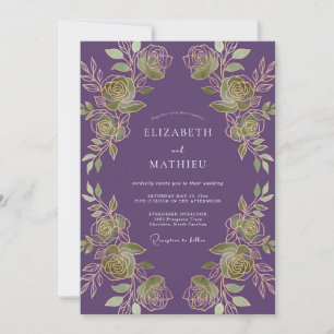 Invitation Mariage Botanique Royal Pourpre