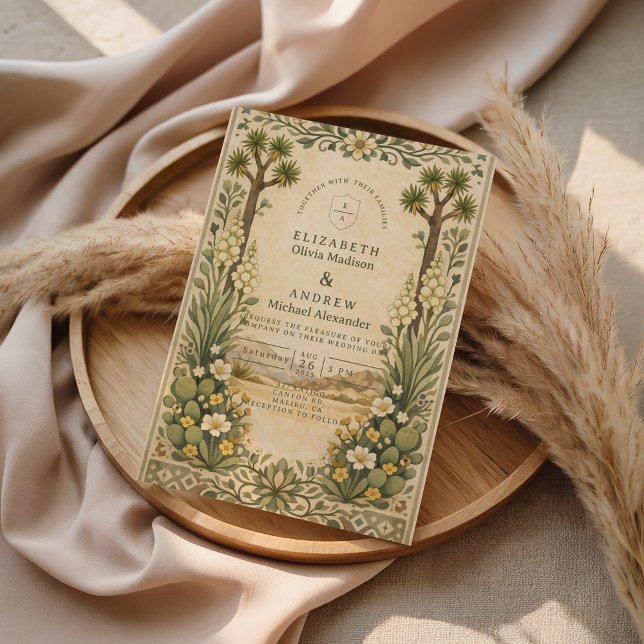 Invitation Mariage botanique rustique dans le désert (Créateur téléchargé)