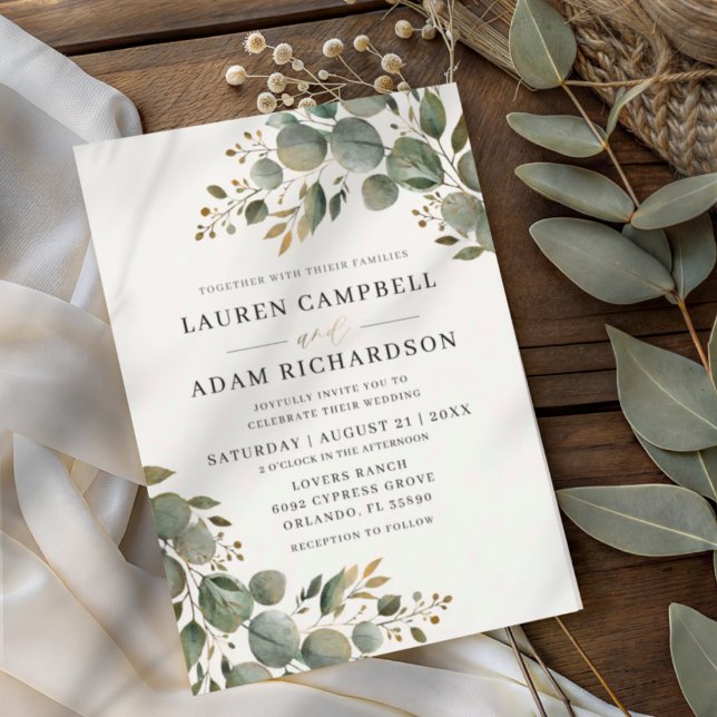 Invitation Mariage Botanique Rustique Eucalyptus (Créateur téléchargé)
