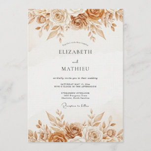 Invitation Mariage Botanique Rustique Ocre