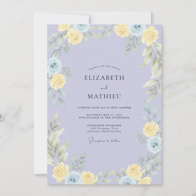 Invitation Mariage Botanique Sérénité Lilas (Devant)