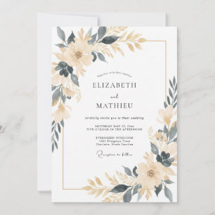 Invitation Mariage Botanique Sophistiqué au Champagne