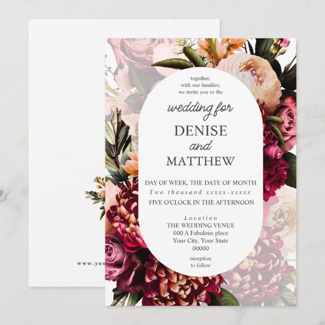 Invitation Mariage botanique souple (Devant / Derrière)