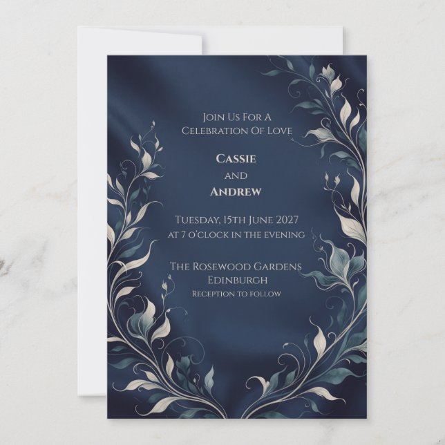 Invitation Mariage Botanique sous la Lune de la Marine (Devant)
