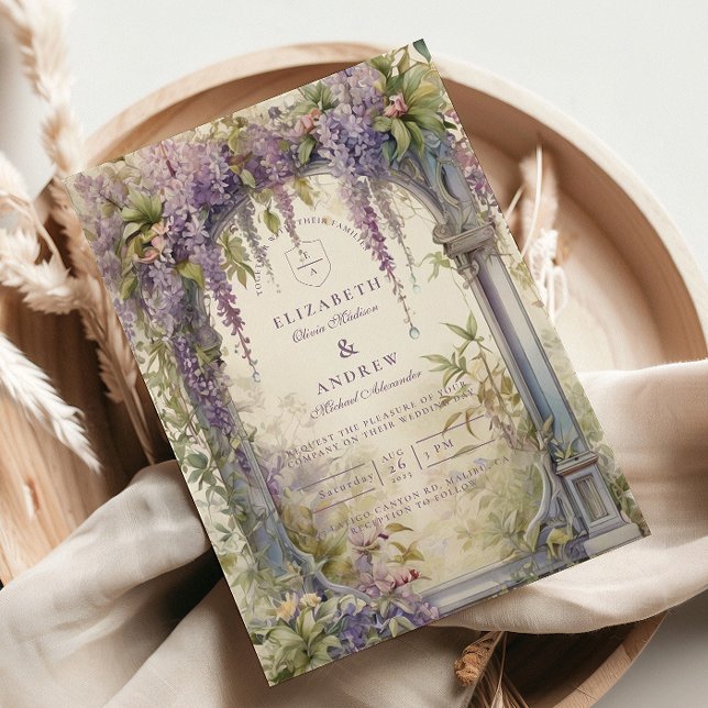 Invitation Mariage botanique sous l'arche de glycine (Créateur téléchargé)