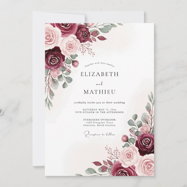 Invitation Mariage Botanique Statutaire de Bourgogne (Devant)