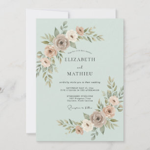 Invitation Mariage Botanique Subtil Vert Menthe