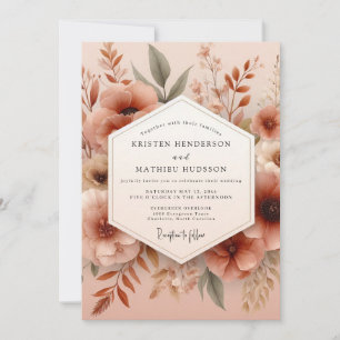 Invitation Mariage Botanique Subtile en Terre Cuite