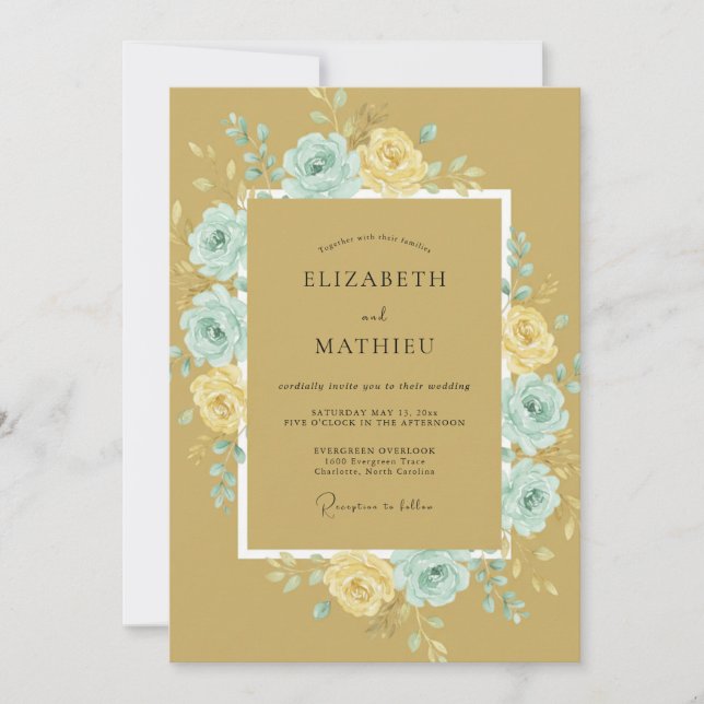 Invitation Mariage Botanique Tan Poétique (Devant)