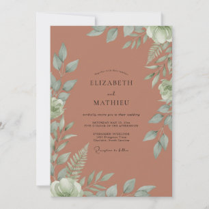 Invitation Mariage Botanique Terracotta Assourdi