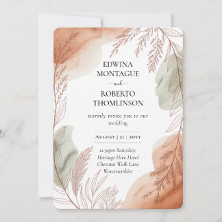 Invitation Mariage Botanique Terracotta et Sauge Heritage