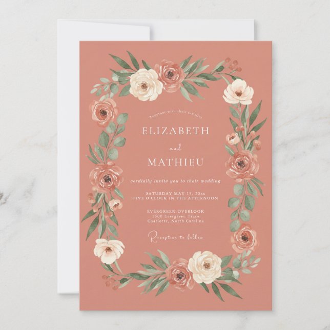 Invitation Mariage Botanique Terracotta Seduisant (Devant)