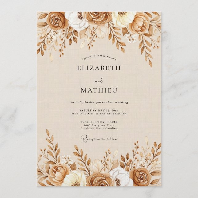 Invitation Mariage Botanique Terracotta Sienne (Devant)