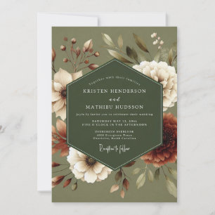 Invitation Mariage Botanique Terreux Vert Sauge