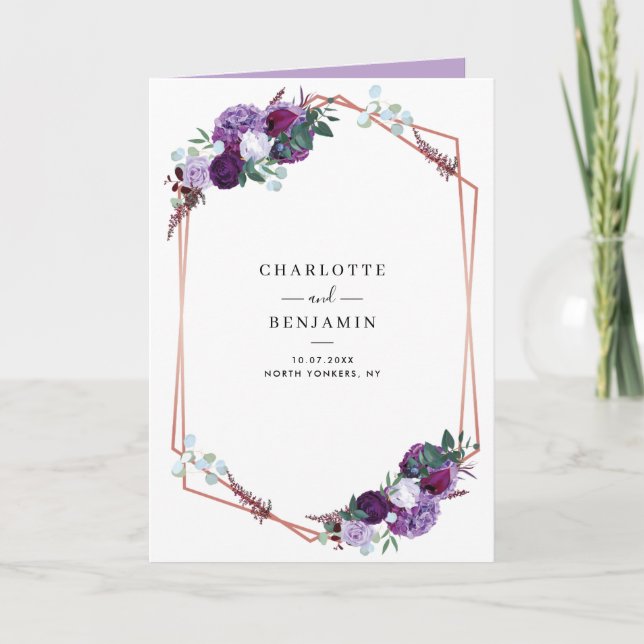 Invitation Mariage botanique tout-en-un floral violet (Devant)