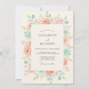 Invitation Mariage Botanique Tranquille aux Pêches