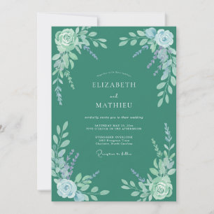 Invitation Mariage Botanique Tranquille Vert Jade