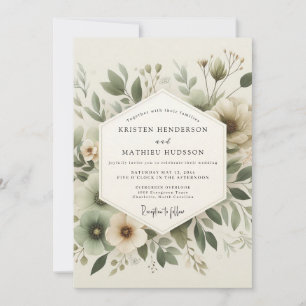 Invitation Mariage Botanique Tranquille Vert Sauge