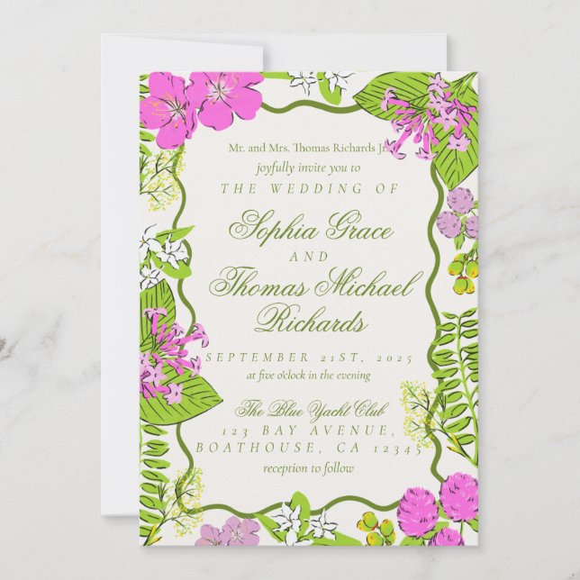 Invitation Mariage Botanique Tropical Moderne et Vibrant (Devant)