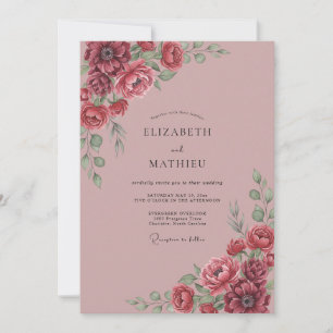 Invitation Mariage Botanique Velouté Bourgogne