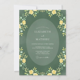 Invitation Mariage Botanique Vert Forêt Raffiné