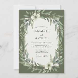 Invitation Mariage Botanique Vert Olive