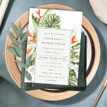Invitation Mariage botanique vert orange tropical<br><div class="desc">Tropical Orange Green Leafy Botanical Theme Collection.- c'est un script élégant aquarelle Illustration de la bouquet de verdure tropicale avec oiseau de paradis floral, parfait pour votre mariage tropical & fêtes. Il est très facile de customiser, avec vos données personnelles. Si vous avez besoin d'un autre produit correspondant ou de...</div>