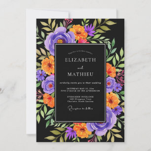 Invitation Mariage Botanique Vibrant Noir