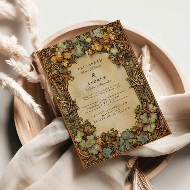 Invitation Mariage Botanique Vintage Automne (Créateur téléchargé)