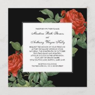 Invitation Mariage botanique vintage Red Rose